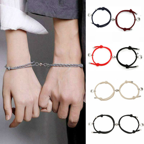 Pulsera de pareja con imán para hombre y mujer, 2 uds., personalidad creativa, amuleto, chica, joyería, regalo para enamorados ► Foto 1/6