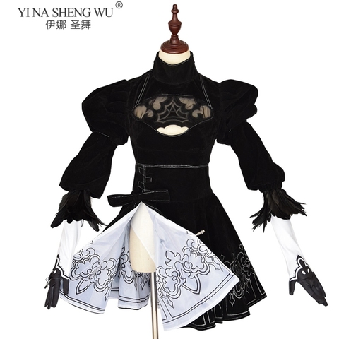 Nier Automata-Disfraz de Cosplay Sexy para mujer, conjunto de traje de Anime para Halloween, vestido negro de fiesta, 8 Uds. ► Foto 1/6