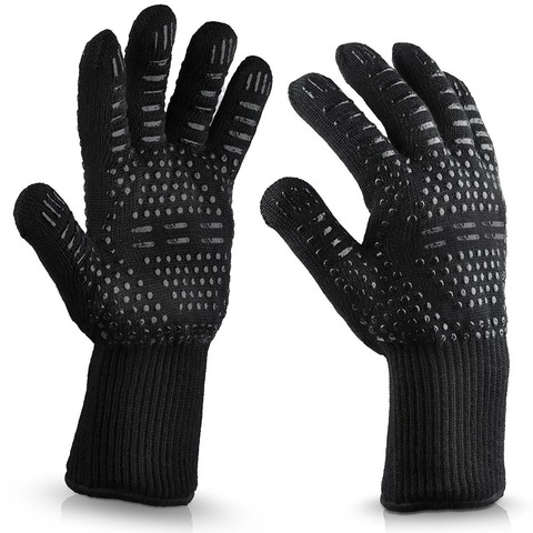 Guantes para barbacoa resistentes a altas temperaturas, manoplas para horno de 500 a 800 grados, aislamiento térmico para barbacoa, mitones de cocina para microondas ► Foto 1/6