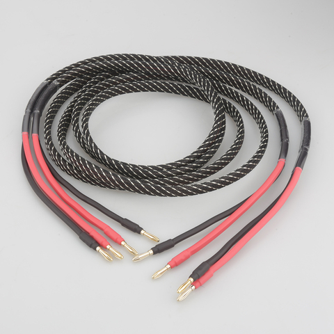 Cable de cobre puro de alta calidad para altavoz, Conector de plátano HIFI a conector de plátano, cable de altavoz de centro de Audio, 1 par ► Foto 1/6