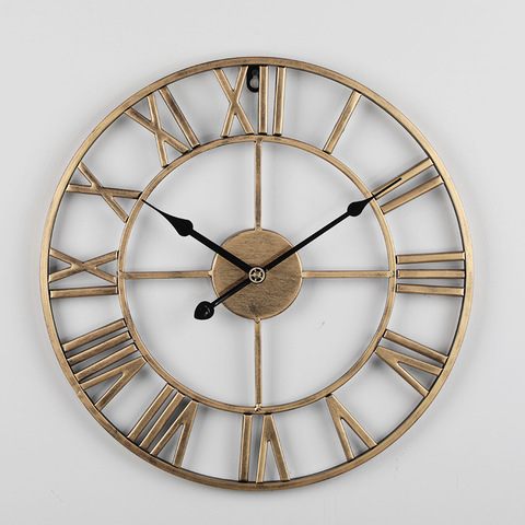 Reloj de pared de hierro para sala de estar, cronógrafo silencioso con números romanos y movimiento, diseño moderno y Simple, 24 pulgadas ► Foto 1/6