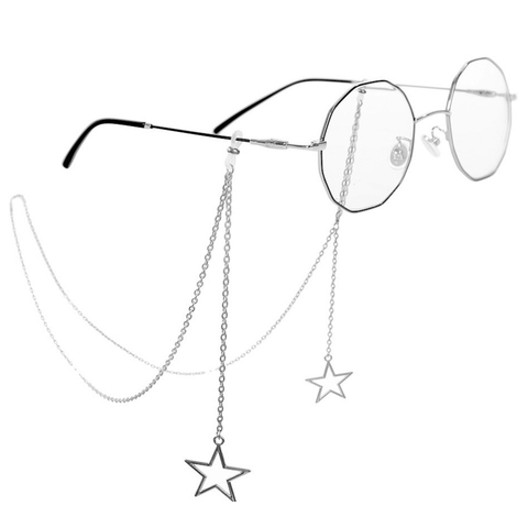 Gafas de mujer de Metal Estilo Vintage con cadena y estrella hueca, lentes de lectura, soporte para lentes, correa para el cuello ► Foto 1/6