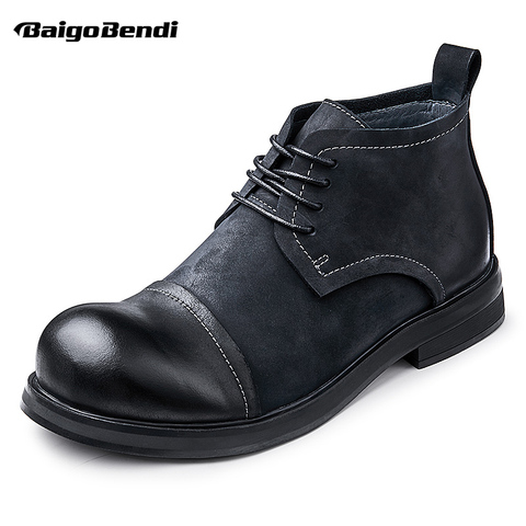 Botas cortas de cuero de alta gama para hombre, zapatos de negocios de Botines de Cuero suave, estilo Derby, otoño ► Foto 1/6