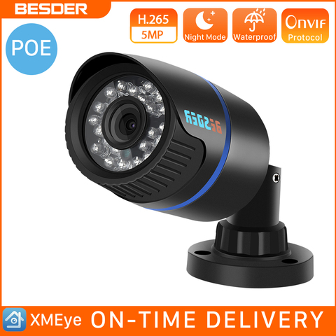 BESDER-cámara de seguridad impermeable para exteriores, videocámara IP de 5MP H.265, 3MP2MP, ONVIF, IR, visión nocturna, Multi Vista, Plug & Play, detección de movimiento ► Foto 1/6