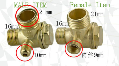 Repuestos de compresor de aire de 3 vías, válvula de retención roscada macho, piezas t ► Foto 1/1