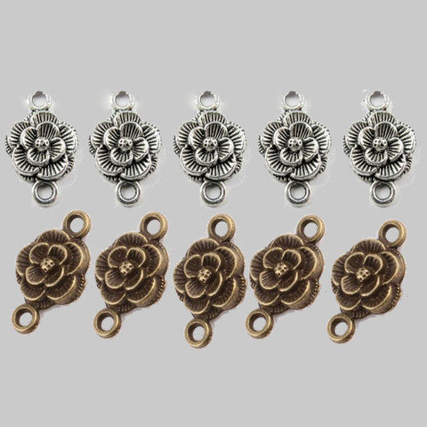 30 unids/pack dos agujero flor pulsera de plata tibetana cuentas de conector encantos colgante para la fabricación de joyas collar DIY ► Foto 1/6