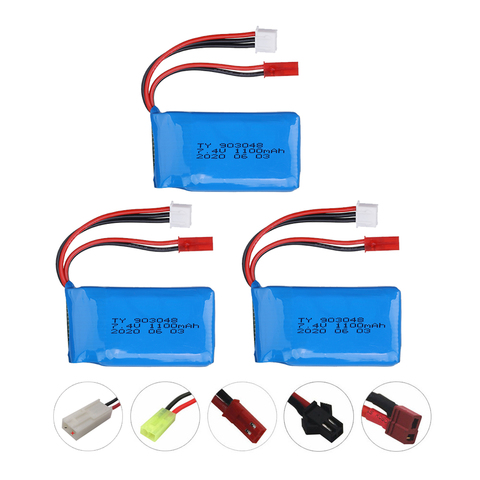 7,4 V 1100 mAh 903048 batería de Lipo para Wltoys 144001 V353 A949 A959 A969 A979 k929 piezas de coches de control remoto 7,4 V 1100 mAh batería LiPo ► Foto 1/6