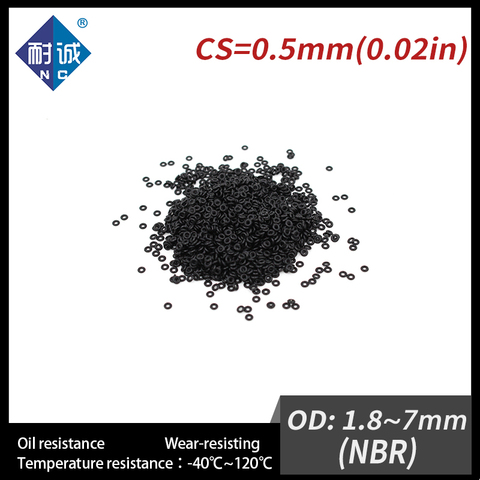 10 unids/lote caucho negro NBR CS 0,5mm OD1.8/2,5/2,8/3/3, 5/4/4, 5/5/7mm anillo O junta resistente al aceite impermeable goma de nitrilo oring ► Foto 1/6