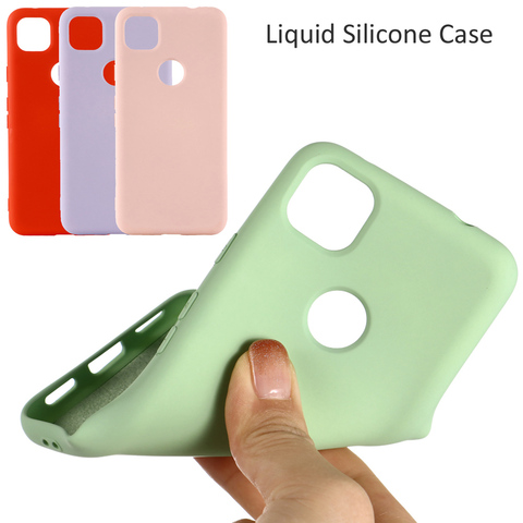 Funda de silicona líquida para Google Pixel 4a, Gel suave, protección de goma ► Foto 1/6