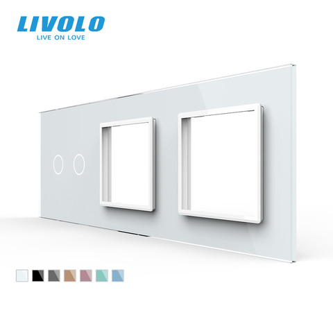 Livolo – Panel de cristal triple de pared con 2 interruptores. C2/SR/SR-11, Panel de cristal estándar europeo de 222mm * 80mm, en 4 colores, 2 marcos + 2 interruptores, sin logotipo ► Foto 1/5