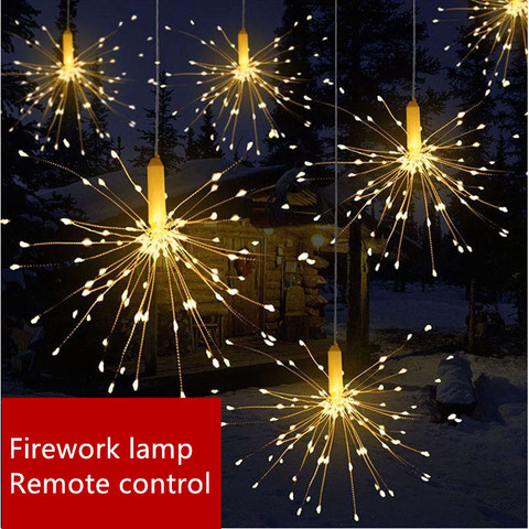 120leds fuegos artificiales guirnalda luces Control remoto caliente Hada blanca luces Bar fiesta Navidad Año Nuevo boda luces decorativas ► Foto 1/6