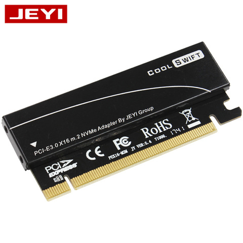 JEYI-adaptador CoolSwift PCIE3.0 NVME x16, disipador térmico de velocidad completa M.2 2280, hoja de aluminio de refrigeración, oblea de silicona de conductividad térmica ► Foto 1/6