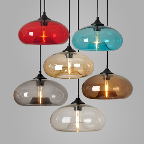 Nuevo Simple contemporáneo moderno colgante de 6 colores bola de cristal lámpara colgante accesorios de luces e27 para cocina restaurante cafetería Bar ► Foto 1/6