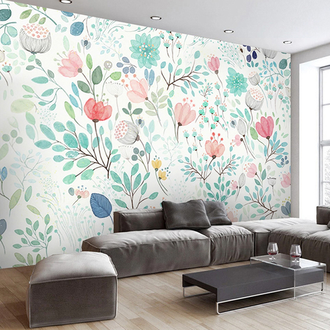 Papel De pared personalizado para decoración del hogar, Mural Floral De acuarela 3D, Papel pintado con foto 3D De flores para sala De estar y dormitorio ► Foto 1/6