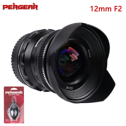 PERGEAR-lente de cámara F2 de 12mm, lente de enfoque Manual de súper ancho y ángulo fijo para Sony E/Fujifilm X/M4/3 /Nikon Z ► Foto 1/6