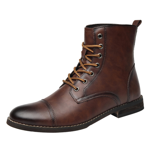 Botas de moda para hombre, botines de piel, Estilo Vintage, británico, para otoño e invierno, de talla grande ► Foto 1/6