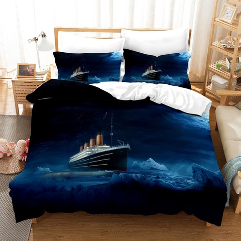 Juego de ropa de cama con estampado 3D para niños, juego de edredón con diseño de impresión 3D, tamaño doble King y Queen, envío directo, Jack gife y Rose Titanic ► Foto 1/6