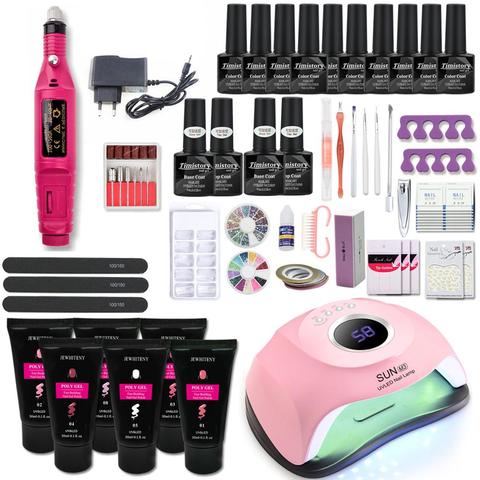 Poly Kit de uñas de Gel, conjunto de manicura con lámpara Led, barnices UV híbridos para extensión de uñas, esmalte de Gel acrílico, arte de uñas ► Foto 1/6