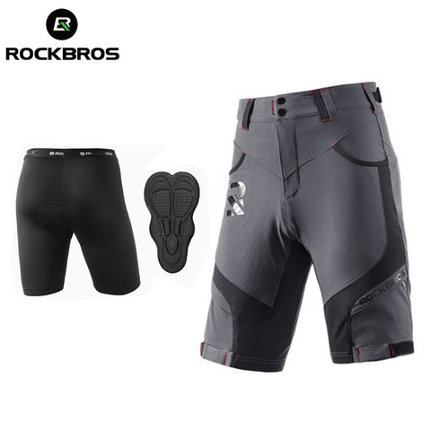 ROCKBROS-pantalones cortos de ciclismo para hombre, acolchados y holgados, reflectantes, resistentes al agua, para ciclismo de montaña ► Foto 1/6