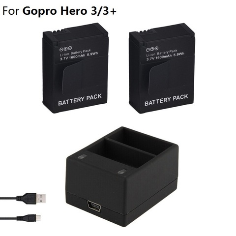 Batería Para Gopro Hero 3, 3,7 V, AHDBT-301, Hero3, cargador Dual USB, funda para GOPRO 3 + 302, accesorios para Cámara de Acción ► Foto 1/6