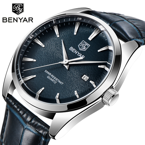 BENYAR-reloj analógico de cuarzo para hombre, accesorio de pulsera resistente al agua hasta 50M con calendario, complemento Masculino de marca de lujo con diseño mecanismo MIYOTA e informal ► Foto 1/6