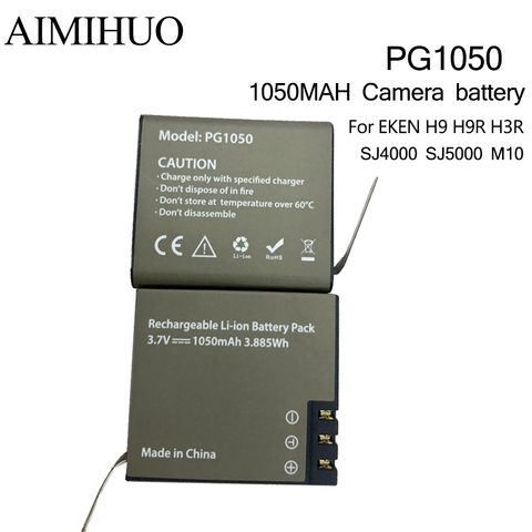 Batería de repuesto para cámara de acción PG1050, 3,7 V, 1050mah, para EKEN H9 H9R H3 H8PRO SJ4000 SJCAM SJ5000 M10 SJ5000 ► Foto 1/6