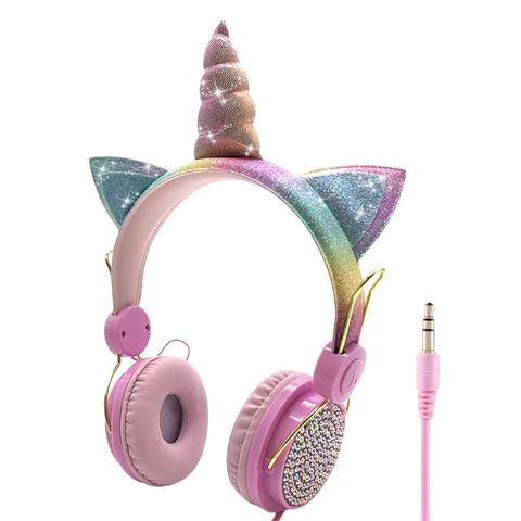 Muñecas sorpresa-auriculares con cable de unicornio para niños, con micrófono, música, estéreo, para ordenador, teléfono móvil, regalo ► Foto 1/6