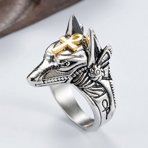 Anillo de defensa personal para hombres y mujeres, sortija de protección de supervivencia de acero inoxidable, estilo Retro Wolf ► Foto 1/6