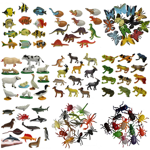 Figuras de acción de animales salvajes, juego de figuras de acción de dinosaurios, granja, insectos, simulación de Animal PEQUEÑO, regalo para chico ► Foto 1/6