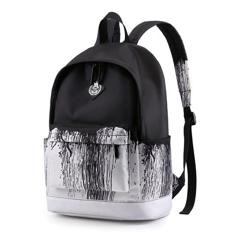 Mochila escolar Unisex, morral escolar en blanco y negro, informal, ligera, de diseñador, para adolescentes y niños ► Foto 1/6