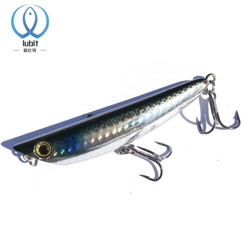 Lubit popkey-lápiz estilo popper de pesca, cebo con anzuelo, aparejos Wobblers, señuelos duros de pescado Artificial, lápiz de cebo para superficie, 80, 9g, 8cm ► Foto 1/6