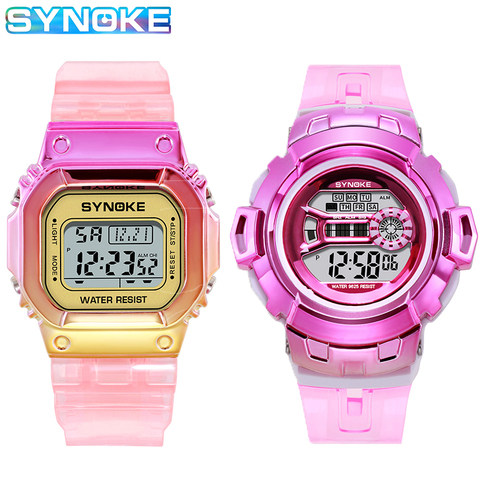 SYNOKE-reloj Digital para hombre y mujer, accesorio de pulsera resistente al agua hasta 50M, con luz LED, Color juvenil, Unisex, 2022 ► Foto 1/6