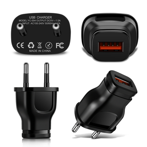 Adaptador USB Universal para teléfono móvil, fuente de alimentación de 5V, 1A,AC DC, adaptador de cargador de viaje, 220V a 5V, para Iphone, Samsung, EU y US ► Foto 1/6