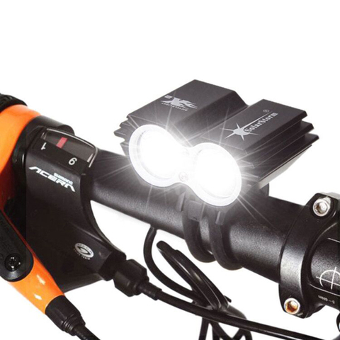 SolarStorm-faro delantero LED para bicicleta, 6000LM, 2x T6, con batería 18650 y cargador ► Foto 1/6