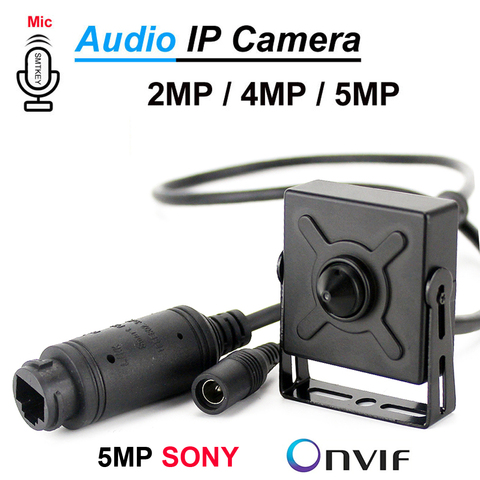 SMTKEY H.265 movimiento Audio mic Onivf 5MP SONY IMX335 POE o 12V cámara IP 1080P 2MP 3MP 5MP caja de Metal cámara de red IP ► Foto 1/6