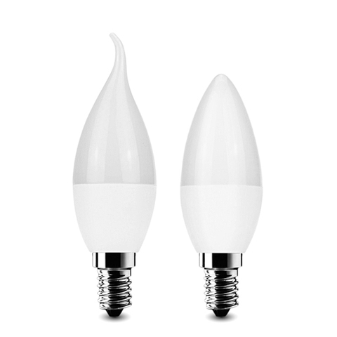 Tipo vela bombilla LED, lámpara E14 2835 SMD, foco blanco cálido/frío, carcasa de plástico para decoración del hogar ► Foto 1/6