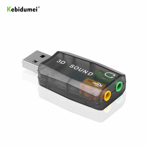 Kebidumei-tarjeta de sonido USB externa 5,1, adaptador de Audio 3D USB a micrófono de 3,5mm, interfaz de auriculares para ordenador portátil y PC ► Foto 1/6