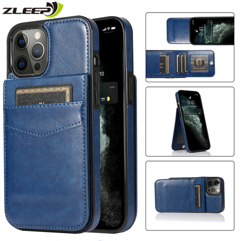 Funda de cuero de lujo para iPhone, funda de cartera de lujo para iPhone 12 Mini 11 Pro XR XS Max 8 7 6 6s Plus SE 2022 ► Foto 1/6