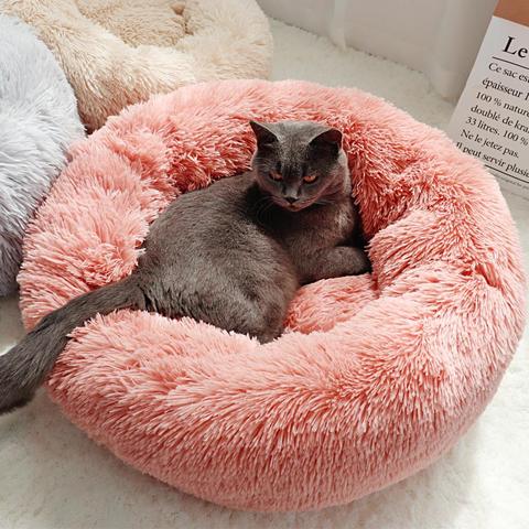 Cama de felpa redonda para perros y gatos esterilla para casa de mascotas, cojín para cachorro suave para gatos, camas pequeñas para perros, gatos, cama caliente para dormir de invierno ► Foto 1/6