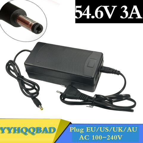 Cargador de batería de litio para bicicleta eléctrica, cargador de batería de iones de litio de 54,6 V, 3A, 54.6V3A, 13S, 48V, paquete de cargador de batería de iones de litio, enchufe XLR de 5,5x2,1/3 pines ► Foto 1/1