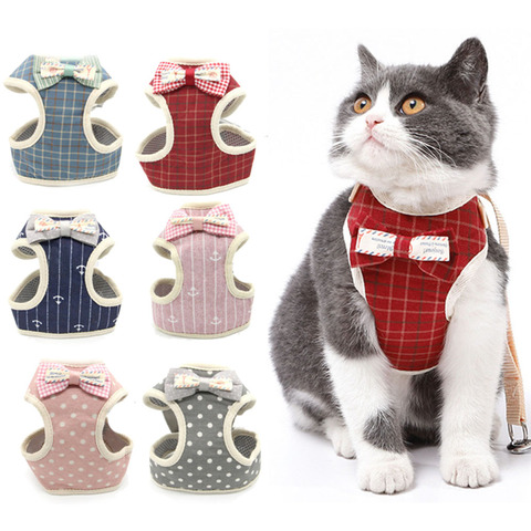 Conjunto de arnés y correa de nailon para perros y gatos, arnés de perrito, Collar de gato de plomo, chaleco para gatos pequeños, suministros para gatos y mascotas ► Foto 1/6