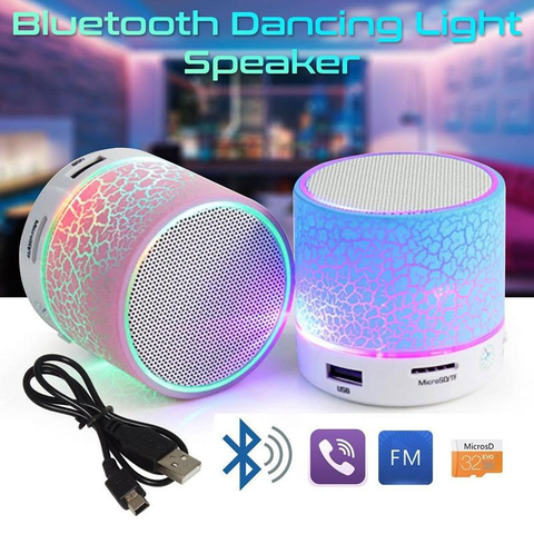 Mini altavoces portátiles inalámbricos por Bluetooth, altavoz de sonido estéreo con LED, USB, Radio FM, MP3, para ordenador y teléfono móvil ► Foto 1/6