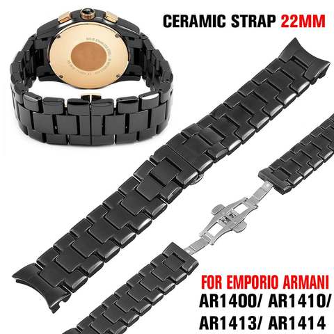 Correa de reloj de cerámica de acero inoxidable para EMPORIO ARMANI AR1400 AR1410 AR1413 AR1414, pulsera de calidad superior de 22mm ► Foto 1/1