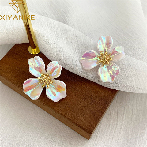 XIYANIKE-pendientes de flores doradas y coloridas para mujer, bonitos, a la moda, de planta pequeña, joyería para fiesta y vacaciones, 2022 ► Foto 1/5