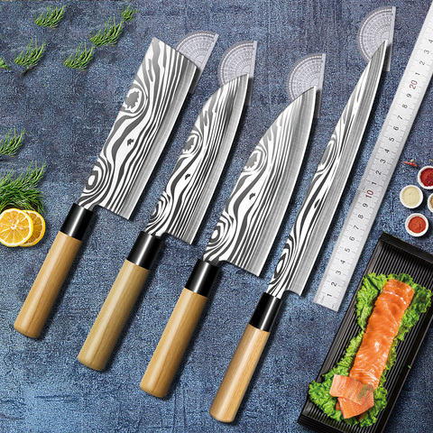 Juego de cuchillos de cocina japoneses, Santoku, 4 Uds. ► Foto 1/6