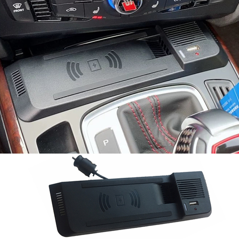 Cargador inalámbrico QI para coche, placa de soporte de teléfono de carga rápida, accesorios para iPhone 8, 15W, para Audi A4, B8, B9, Allroad, A5, S5, RS5 ► Foto 1/6