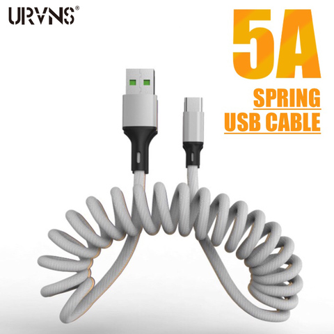 Cable de carga rápida USB URVNS 5A, Cable de datos de resorte de 1,5 m, Micro cargador Lightning tipo C para Samsung, Xiaomi, Huawei y iPhone ► Foto 1/6