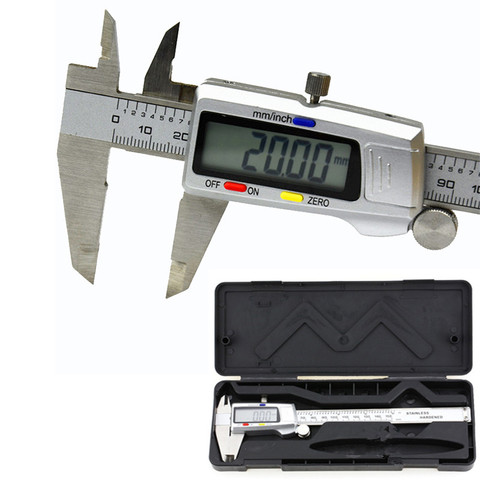 Herramienta de medición, calibrador Digital de acero inoxidable, 6 pulgadas, 150mm, paquimetro, calibrador Vernier de plástico ► Foto 1/6