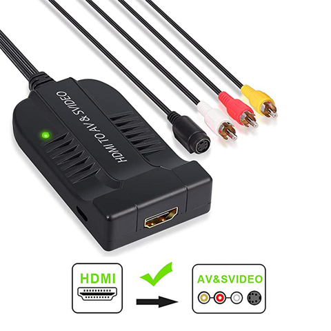 Adaptador HDMI a AV-S-Video, convertidor de salida de vídeo, entrada HDMI, s-video, AV, CVBS ► Foto 1/6