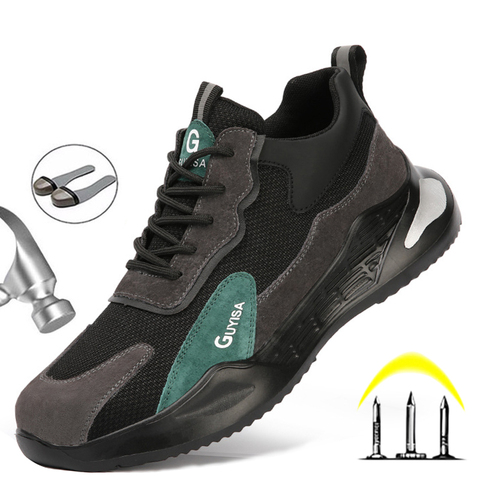 Zapatos de seguridad con punta de acero para hombre, botas de trabajo ligeras, a prueba de puntuación ► Foto 1/6
